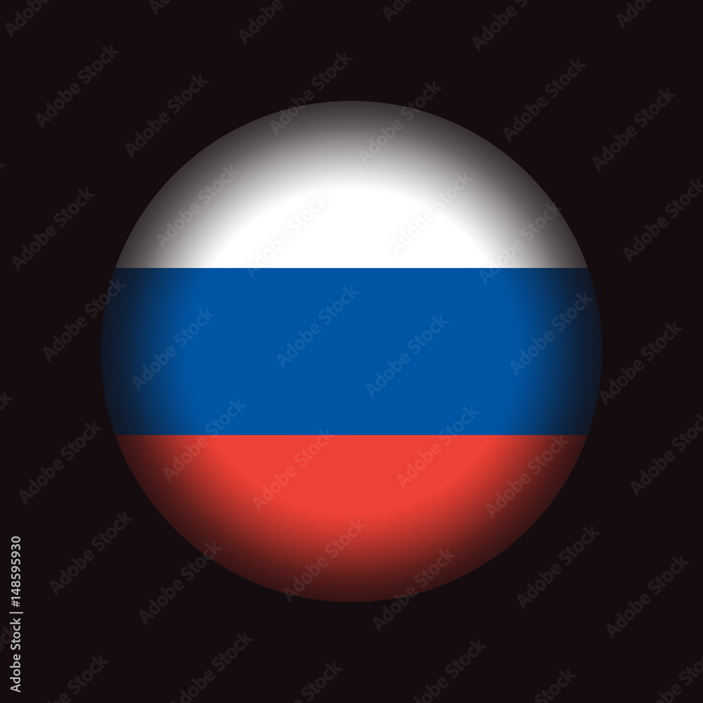 Russia circle flag, isolated on black background, vector illustration. Russia circle flag, isolated on black background, vector illustration.