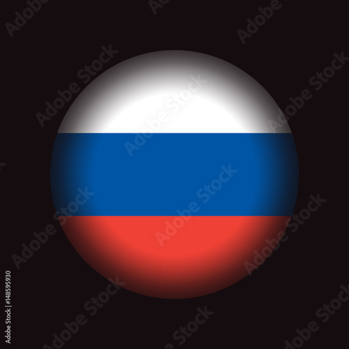 Russia circle flag, isolated on black background, vector illustration.