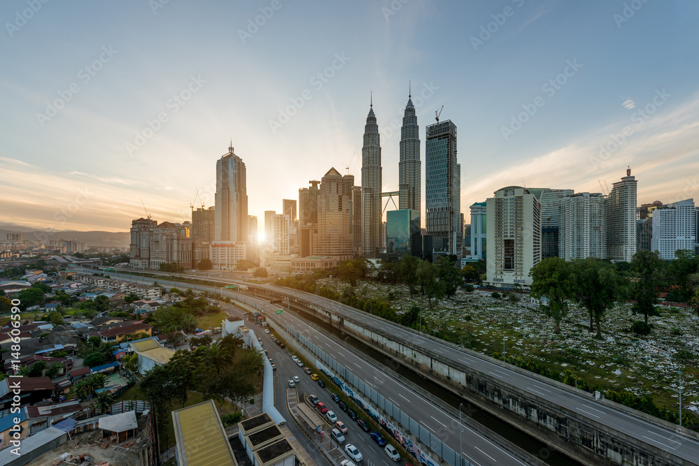 Kuala Lumpur skyline and skyscraper at morning in Kuala Lumpur, Malaysia.