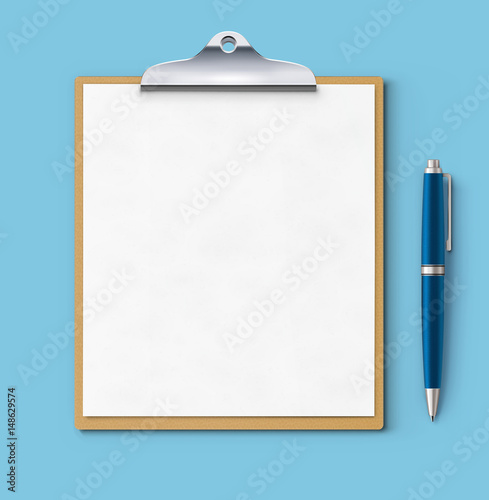 Clipboard with blank paper