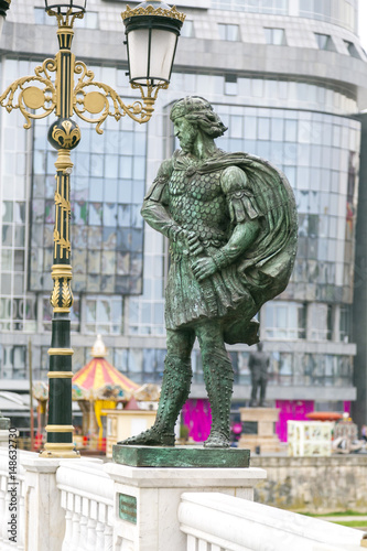 Bronze sculpture of Tsar Ivan Vladislav in downtown Skopje, Macedonia
