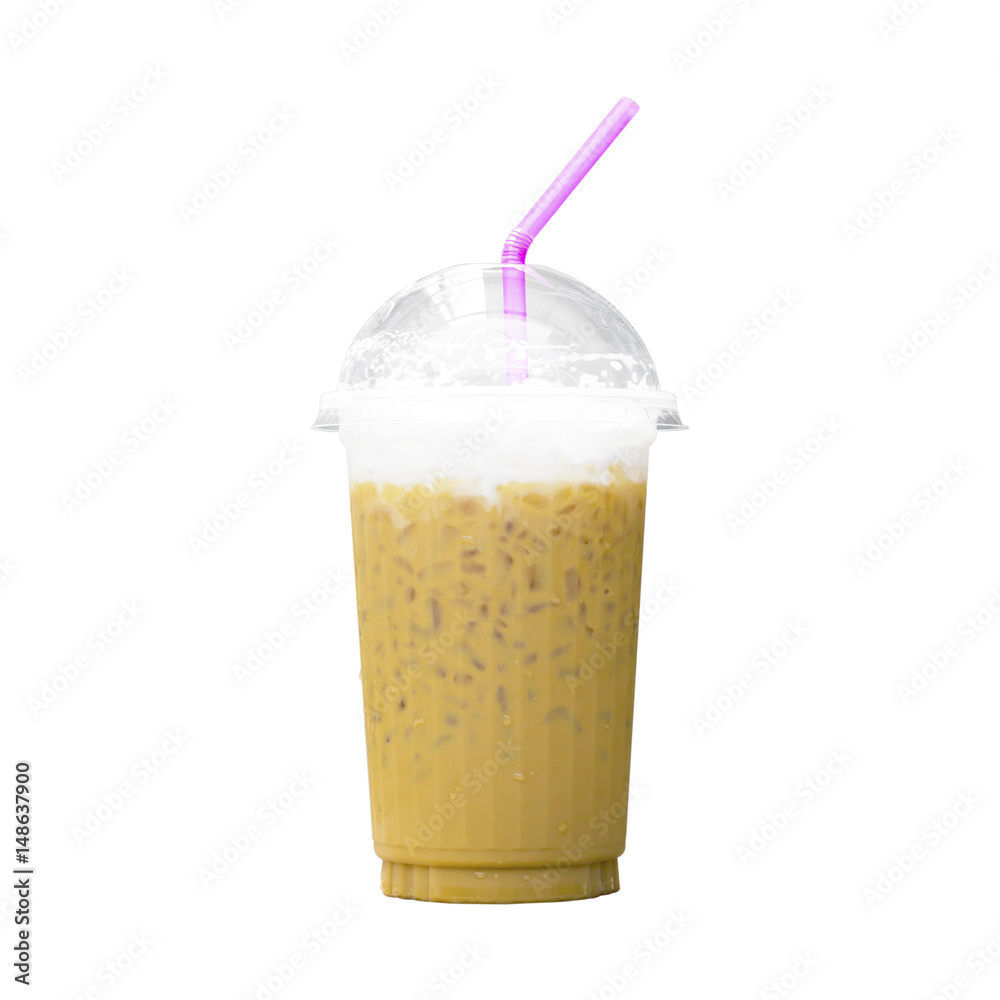 Ice coffee in glass islated on white background