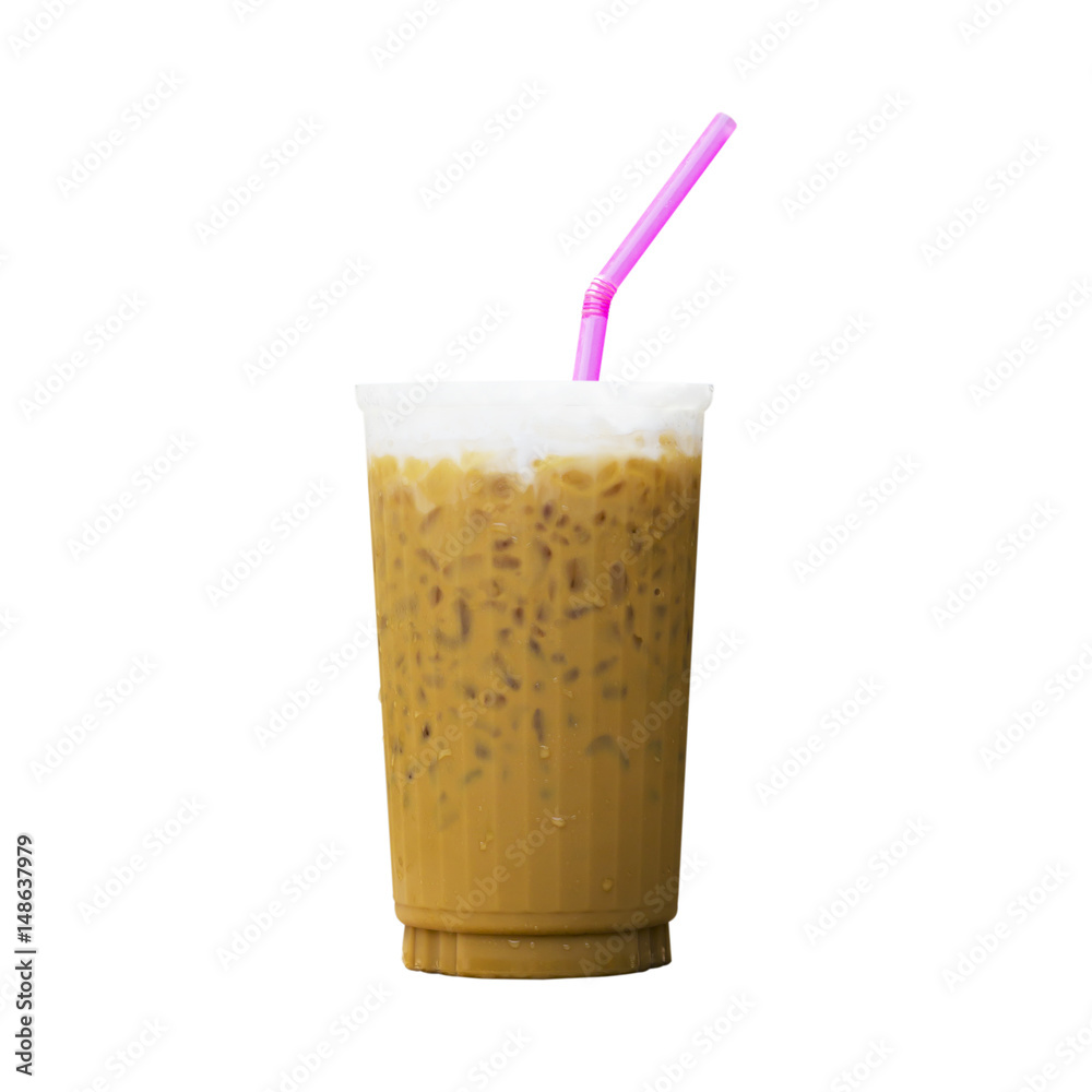 Ice coffee in glass islated on white background Ice coffee in glass islated on white background