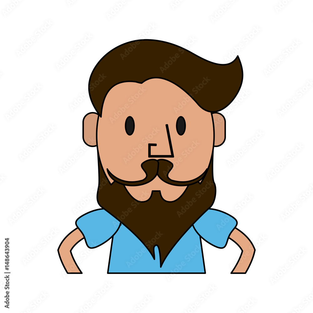 colorful silhouette half body caricature man with long beard and mustache vector illustration colorful silhouette half body caricature man with long beard and mustache vector illustration