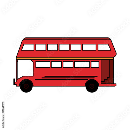 colorful silhouette red two floor bus transport vector illustration