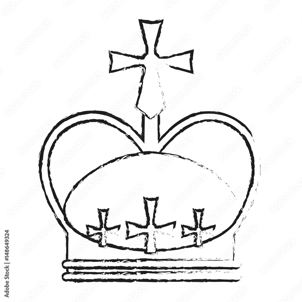 blurred silhouette crown with decorative cross vector illustration blurred silhouette crown with decorative cross vector illustration