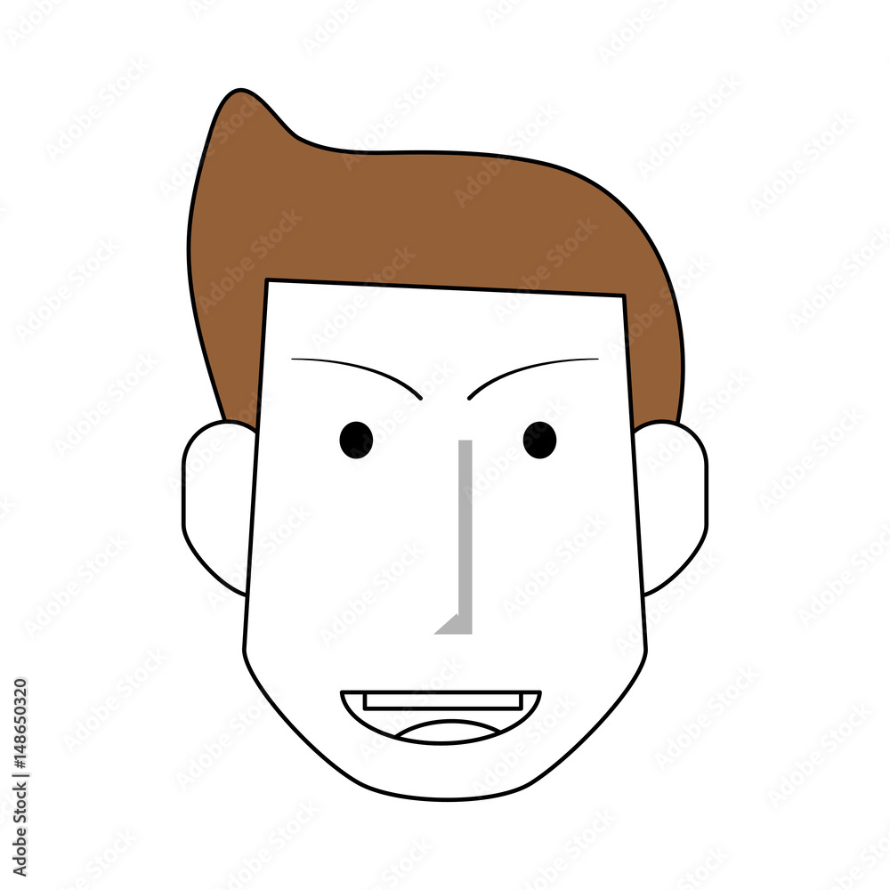 sketch color silhouette front view face man with hairstyle and smile vector illustration sketch color silhouette front view face man with hairstyle and smile vector illustration