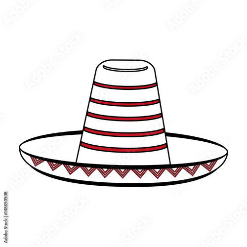 sketch color silhouette mexican hat accesory costume vector illustration