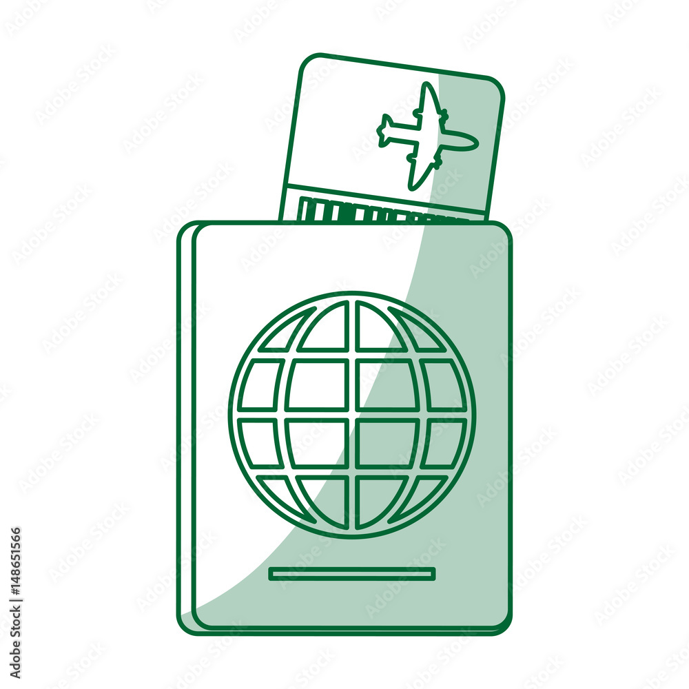 green silhouette shading passport and air ticket vector illustration green silhouette shading passport and air ticket vector illustration