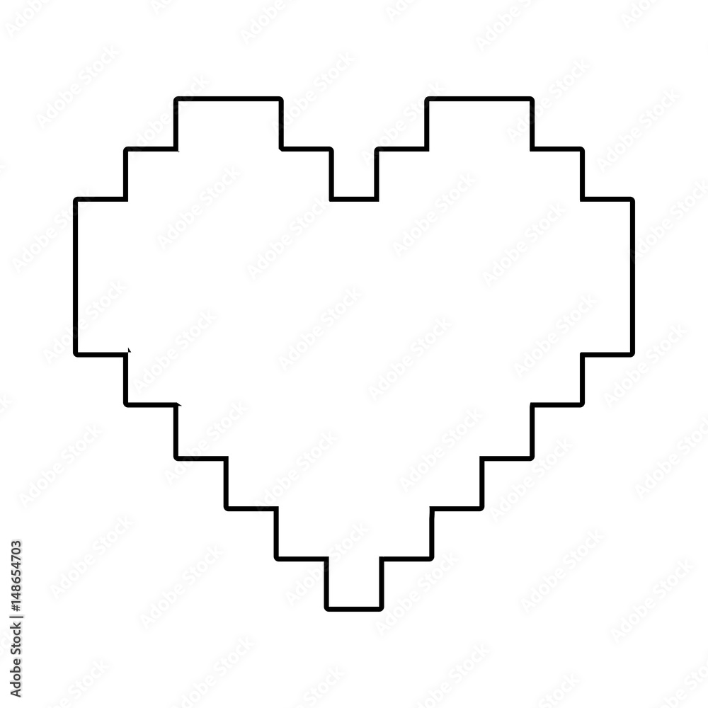 Obraz premium pixel heart icon over white background. vector illustration