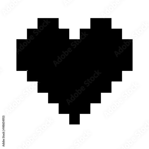 pixel heart icon over white background. vector illustration