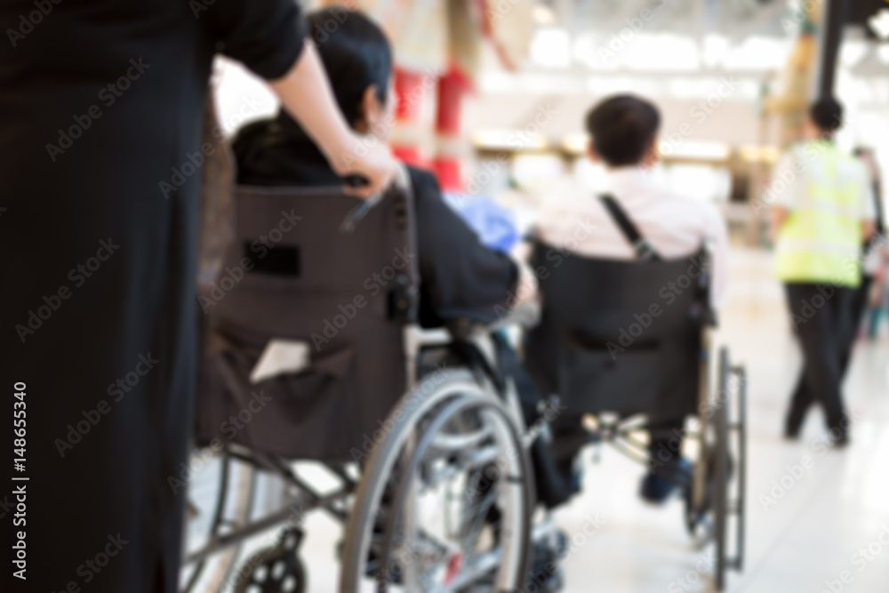 Blurred concept elderly people in wheelchair Blurred concept elderly people in wheelchair