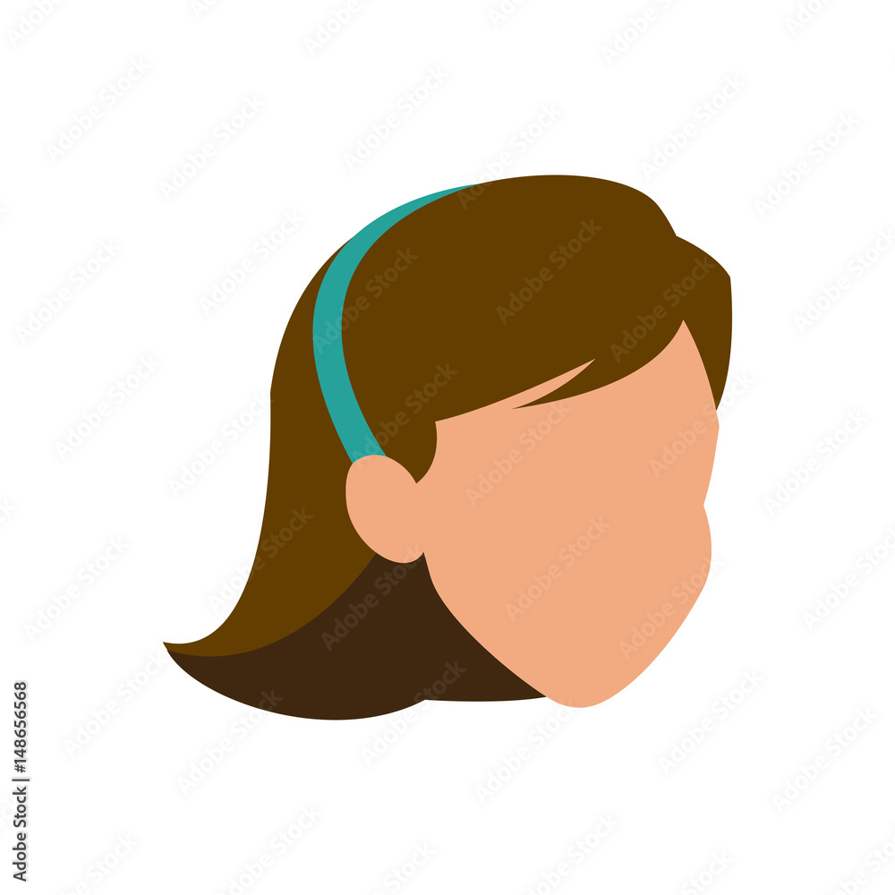 faceless woman head brunette diadem vector illustration