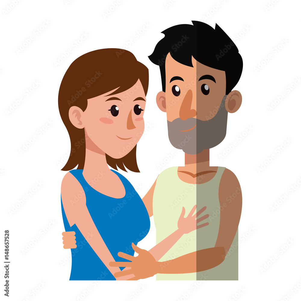 embracing couple relationship together shadow vector illustration embracing couple relationship together shadow vector illustration