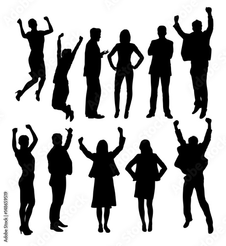 Happy Business People Silhouettes, art vector design