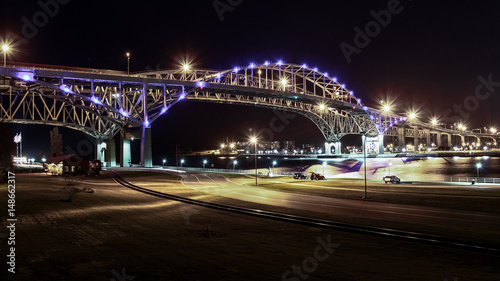 The Blue Water Bridge connecting Port Huron, Michigan, USA with Sarnia, Ontario, Canada. The second busiest border crossing between the two countries. photo