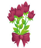 cute flowers with bown vector illustration design