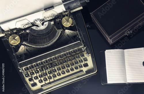 Retro typewriter with conceptual image for creative block