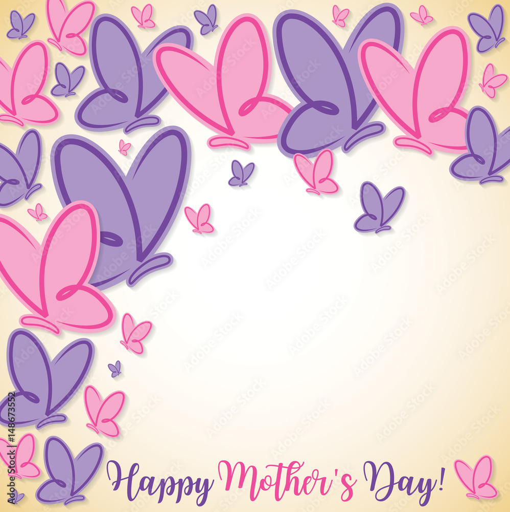 Happy Mother's Day butterfly card in vector format. Happy Mother's Day butterfly card in vector format.