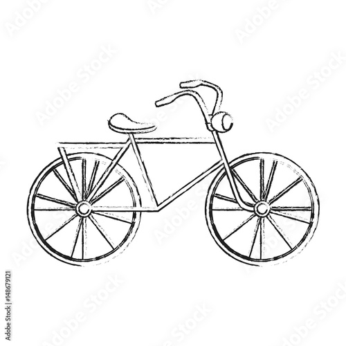 black blurred silhouette cartoon antique bicycle transport vector illustration