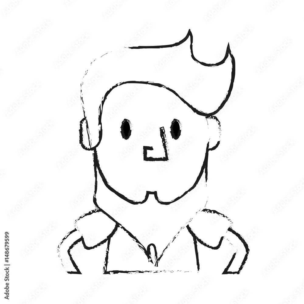 blurred silhouette half body caricature man with long beard vector illustration blurred silhouette half body caricature man with long beard vector illustration