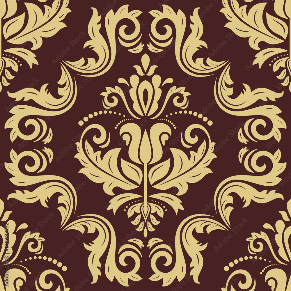 Damask classic golden pattern. Seamless abstract background with repeating elements Damask classic golden pattern. Seamless abstract background with repeating elements