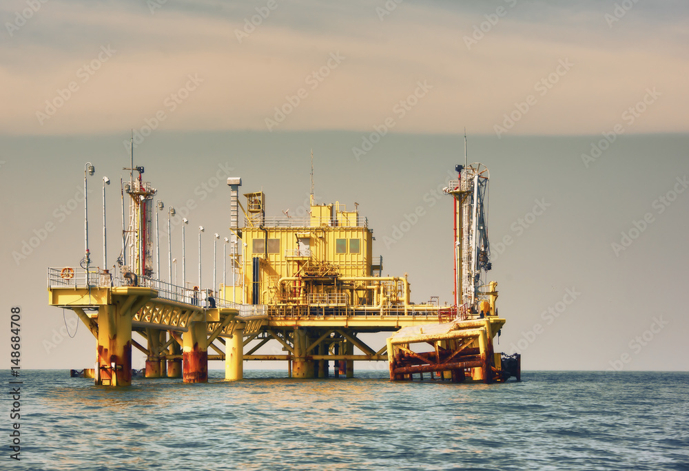 Fototapeta premium Offshore platform in south of Thailand, Metal background