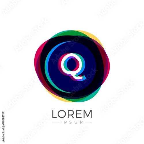 Q Letter Logo Icon Colorful Abstract Overlay Fusion Design template in white background