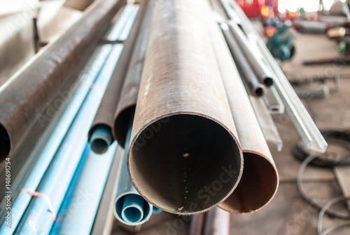 Closeup steel pipes