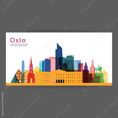 Oslo colorful architecture vector illustration.