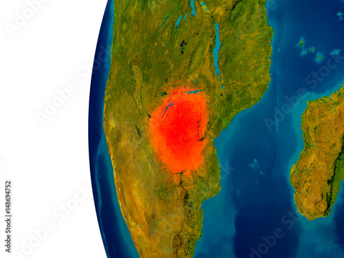 Zimbabwe on model of planet Earth