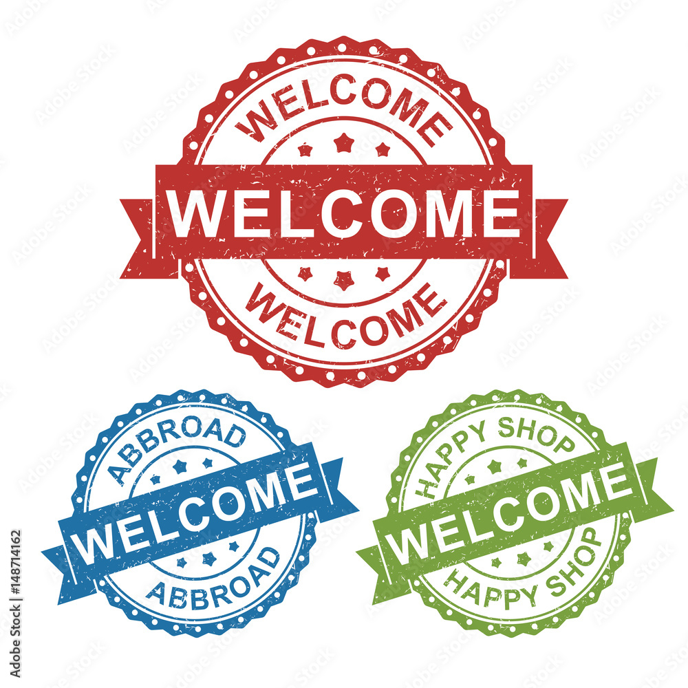 Obraz premium welcome circle stamp rugged