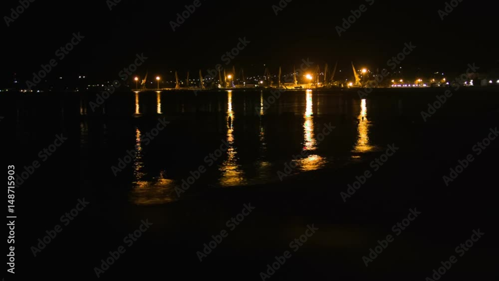 sea port lights at night sea port lights at night