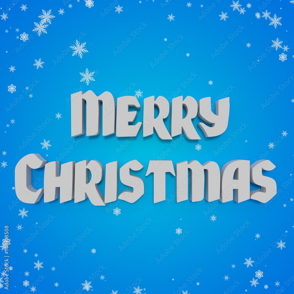 Merry Christmas on Blue Background