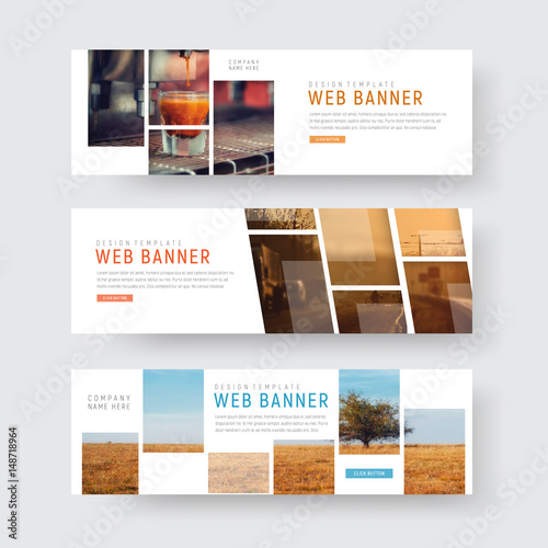 Template of web banners with rectangular blocks for photos photo
