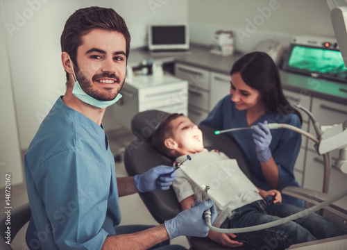 Little boy at the dentist