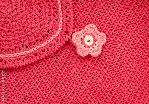 Red crochet fabric with flo...