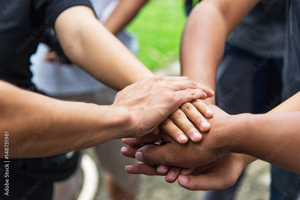Hands Assemble Teamwork Friendship Togetherness Concept Hands Assemble Teamwork Friendship Togetherness Concept