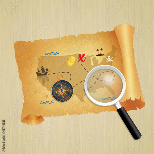 Fotografía Treasure hunt parchment