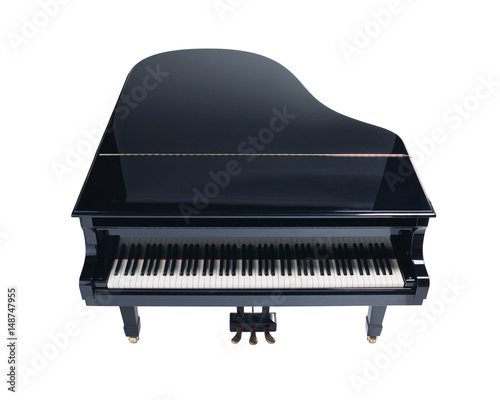 Grand piano isolated on white background, top view.

