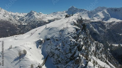 Aerial view over the ski station in Valtellina - Valmalenco
