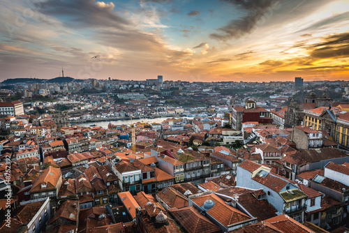 Cityscape of Porto, Portugal seen from Clerigos Tower