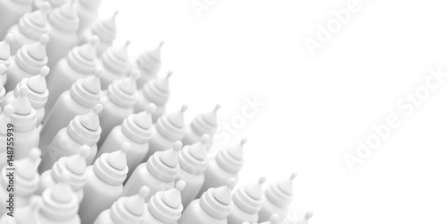 Infinite baby bottles background, original 3d rendering