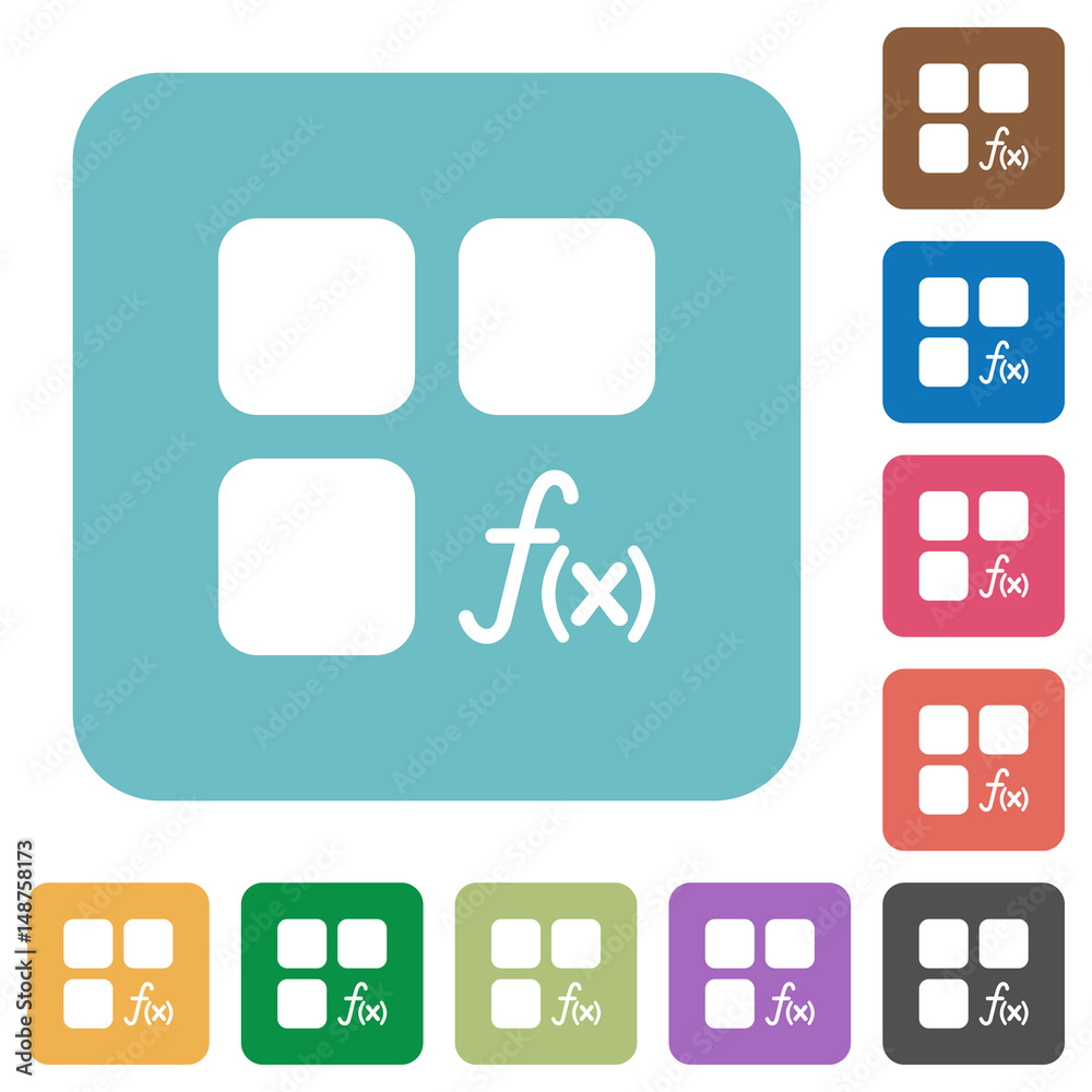 Component functions rounded square flat icons Component functions rounded square flat icons