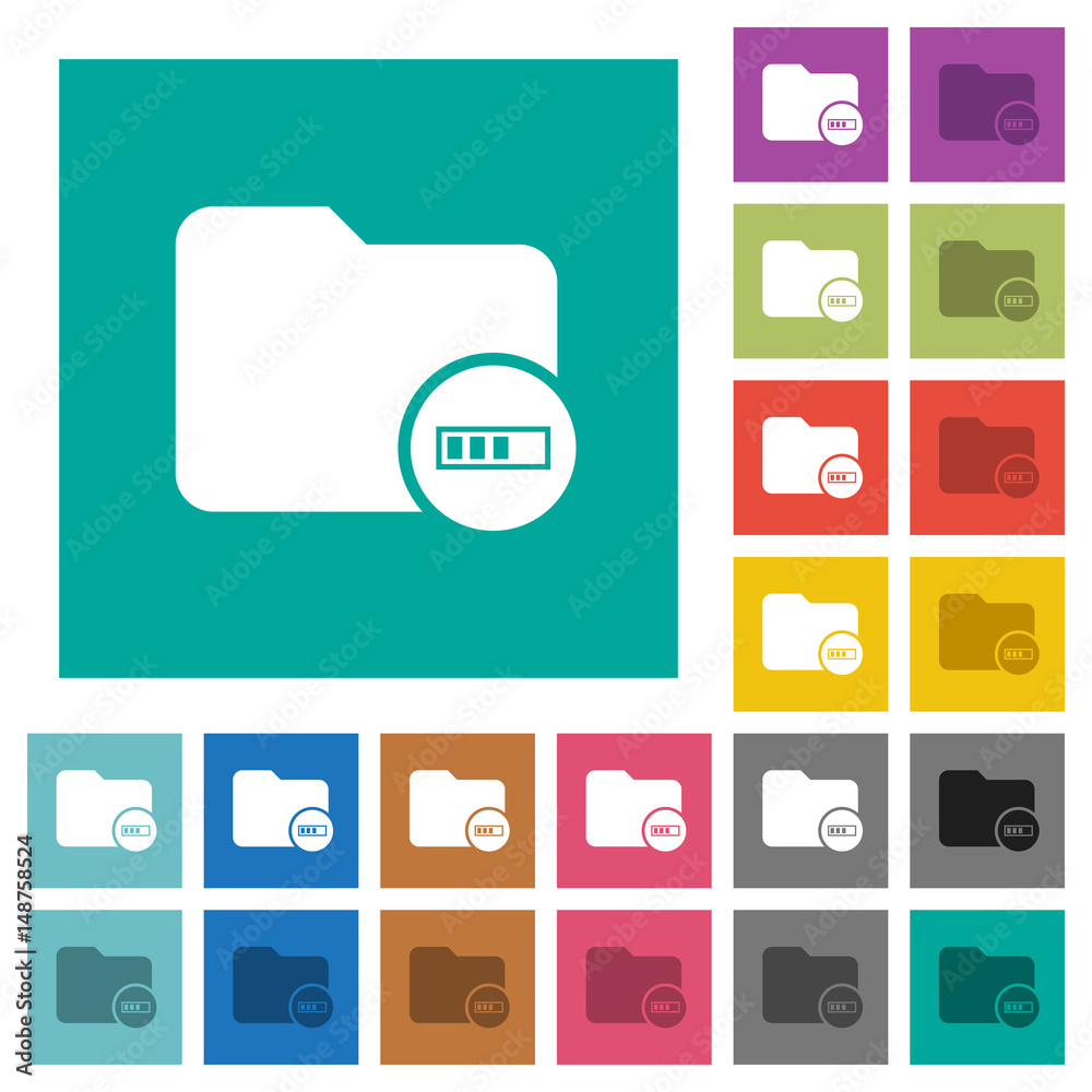 Directory processing square flat multi colored icons