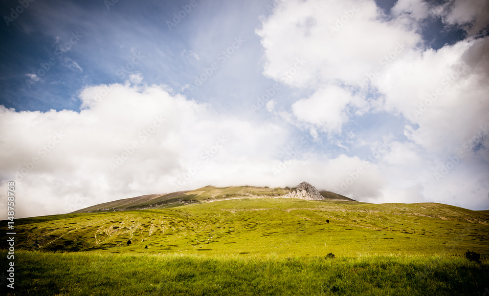 Sibillin mountains in Castelluccio di Norcia in the Umbrian appennine, Italy