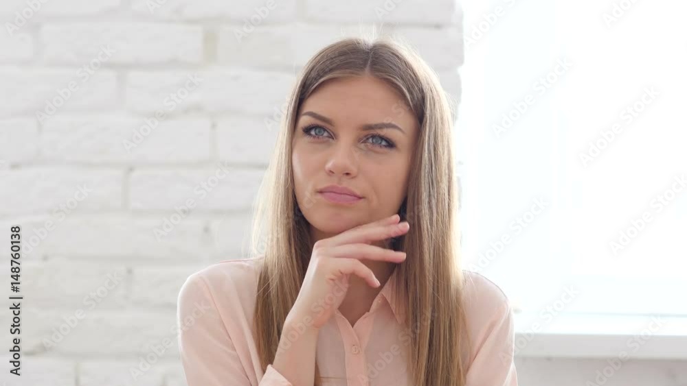 Thinking Pensive Woman, Creative Work in Office Thinking Pensive Woman, Creative Work in Office