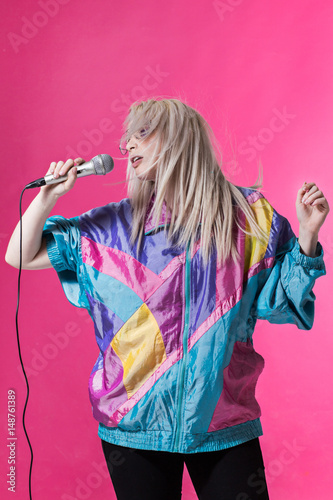trendy young girl singing