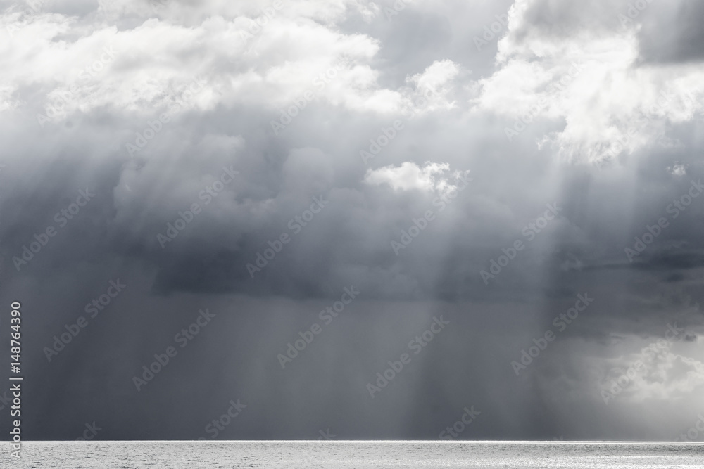 Stormy clouds at sea.