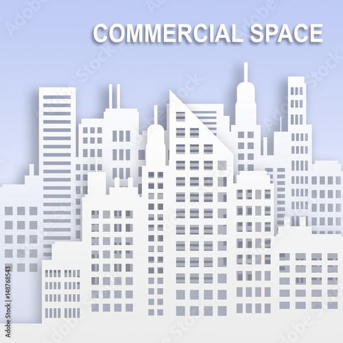 Commercial Space Represents Office Property Buildings 3d Illustration